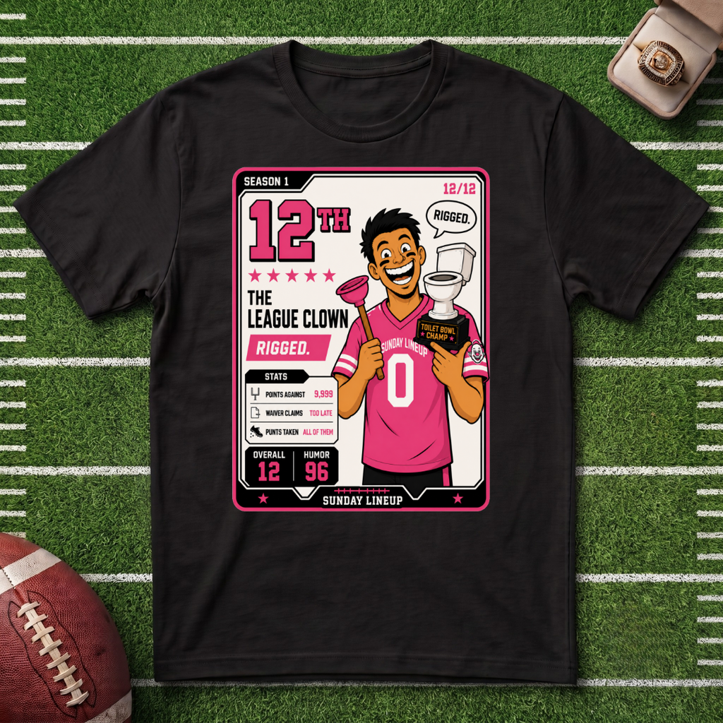 12th Place Fantasy Football League Placement Series - Punishment League Clown 12/12 T-Shirt