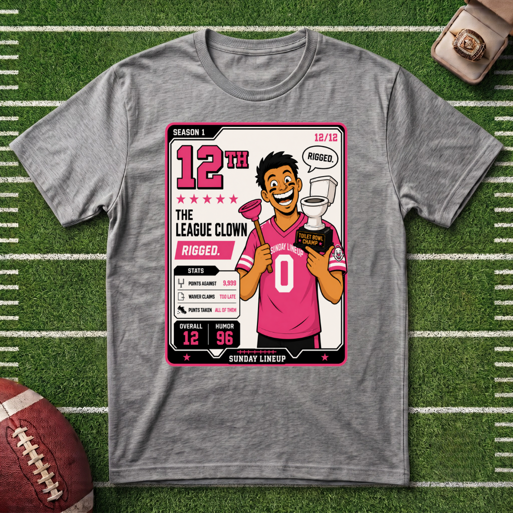 12th Place Fantasy Football League Placement Series - Punishment League Clown 12/12 T-Shirt