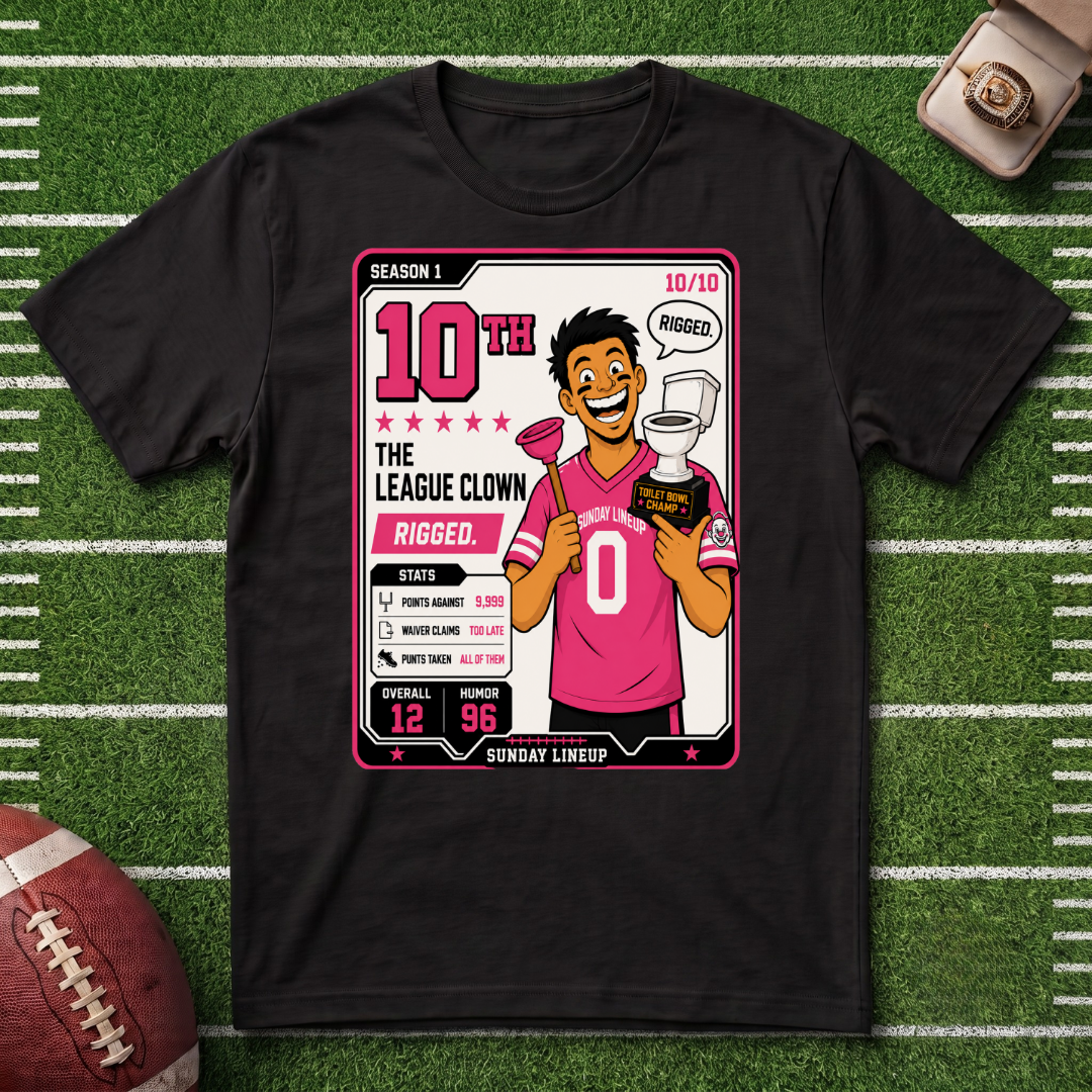10th Place Fantasy Football Placement Series League Clown T-Shirt