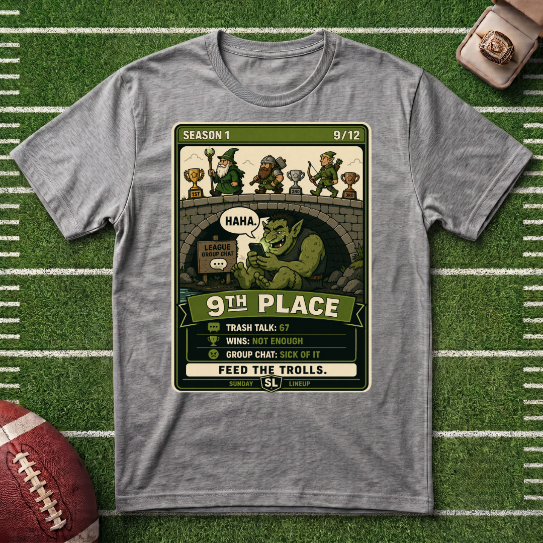 9th Place Troll Fantasy Football League Placement T-Shirt