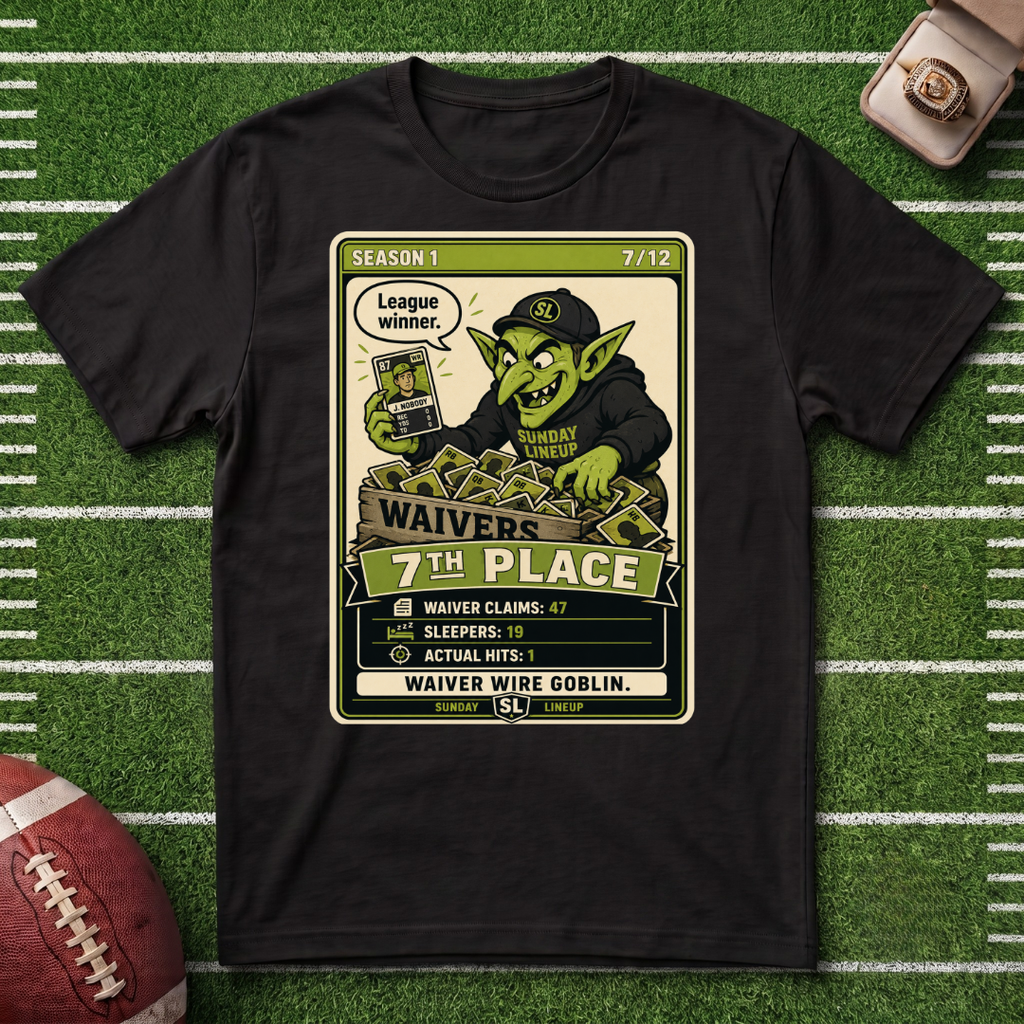 7th Place Fantasy Football League Placement Waiver Wire Goblin T-Shirt
