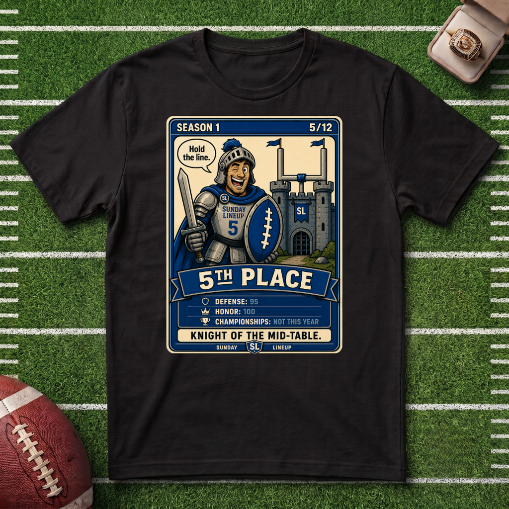 5th Place Fantasy Football League Placement Knight of the Mid-Table T-Shirt