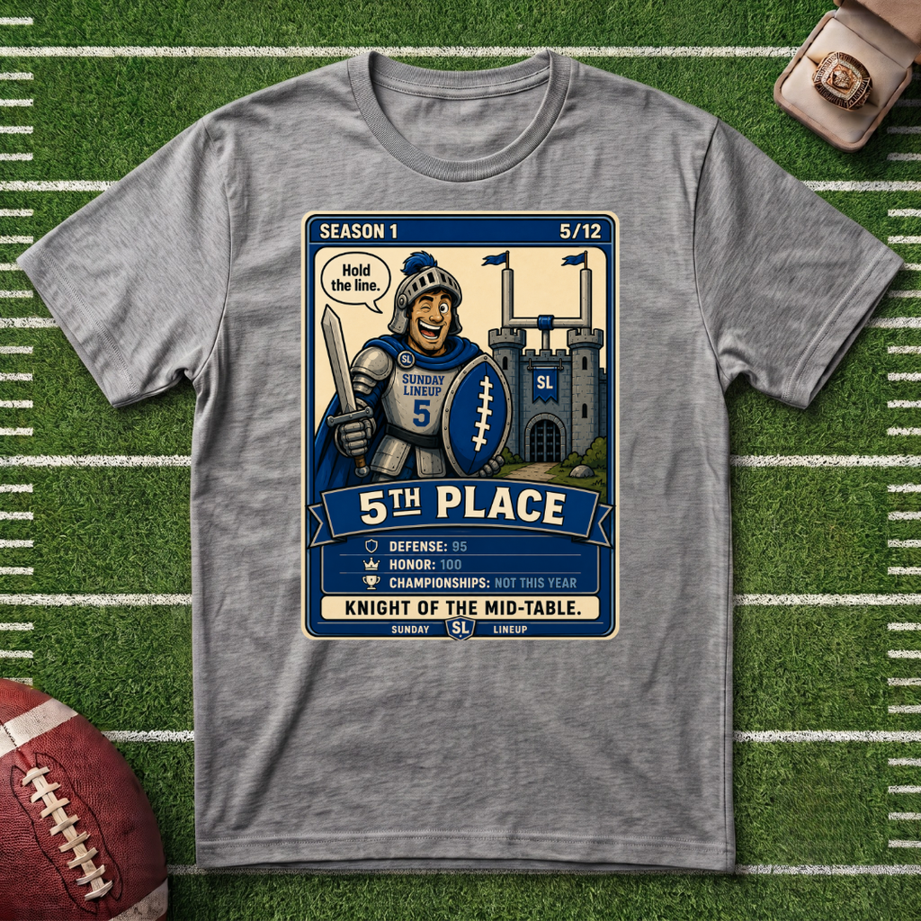 5th Place Fantasy Football League Placement Knight of the Mid-Table T-Shirt