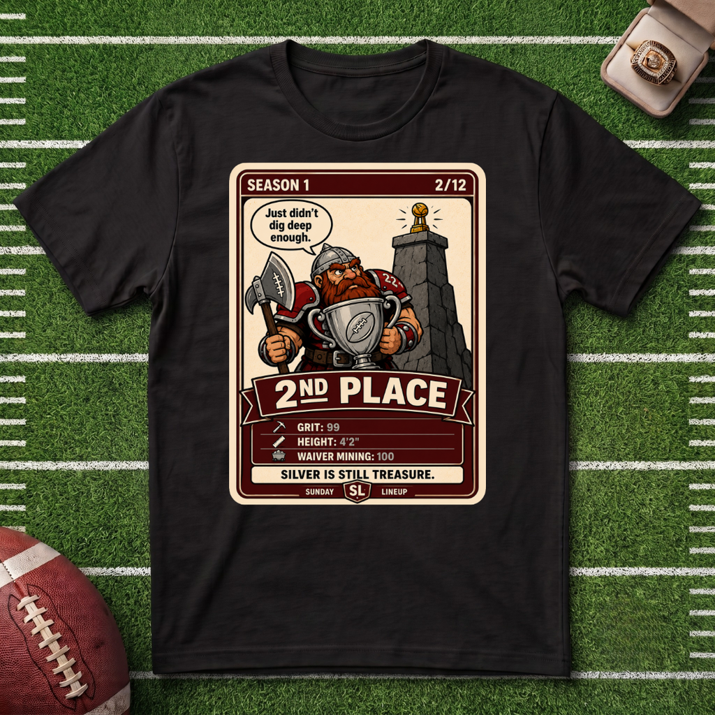 2nd Place Dwarf Fantasy Football League Placement T-Shirt