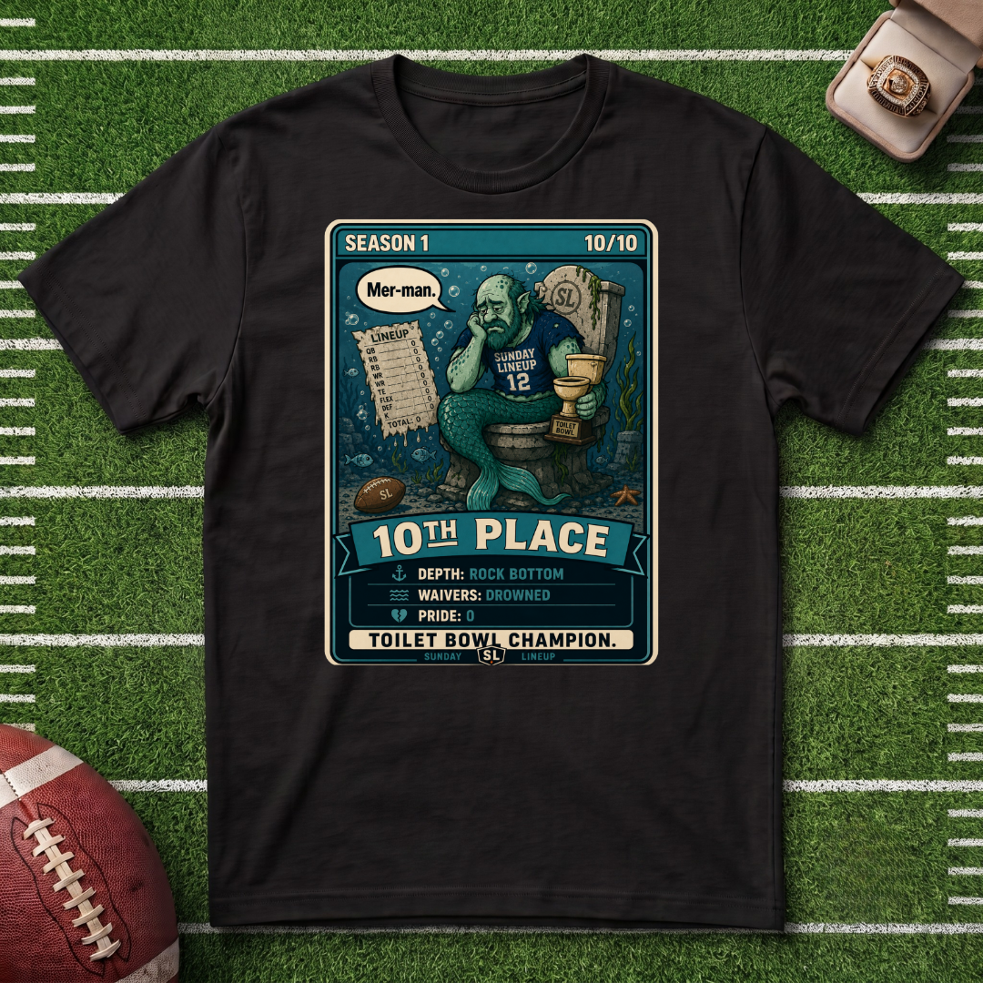 Mer-man 10th Place Fantasy Football League Punishment 10/10 T-Shirt