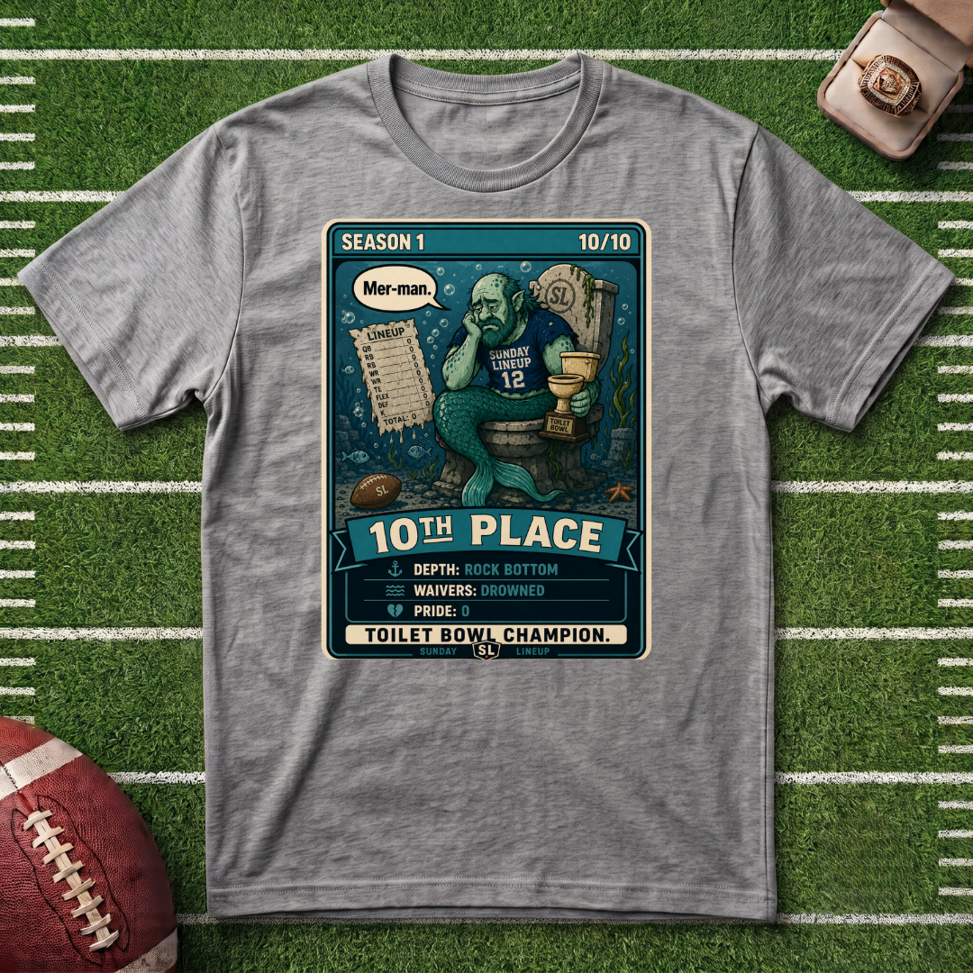 Mer-man 10th Place Fantasy Football League Punishment 10/10 T-Shirt
