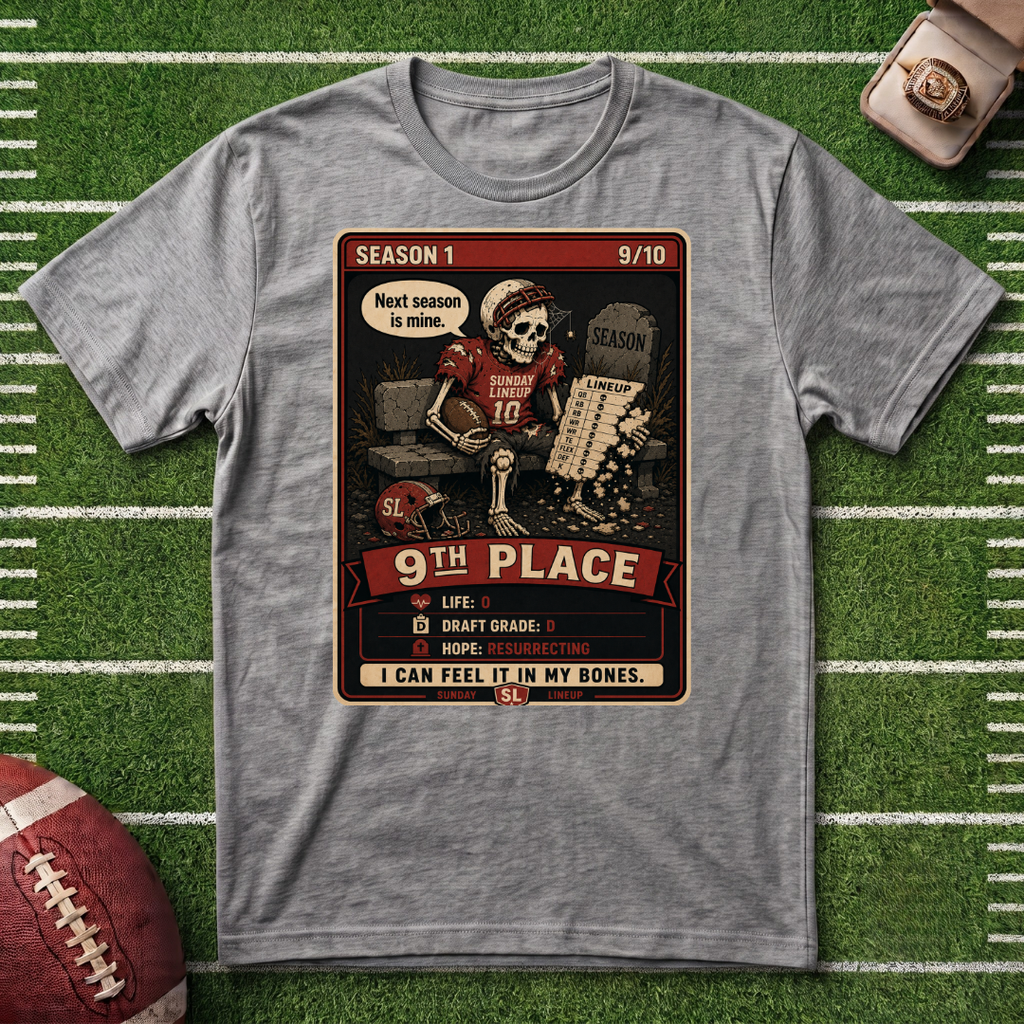 9th Place Skeleton Fantasy Football League Placement 9/10 T-Shirt
