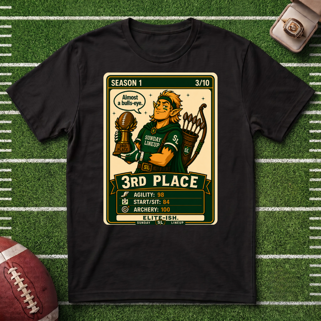 3rd Place Fantasy Football League Placement 3/10 Elf T-Shirt