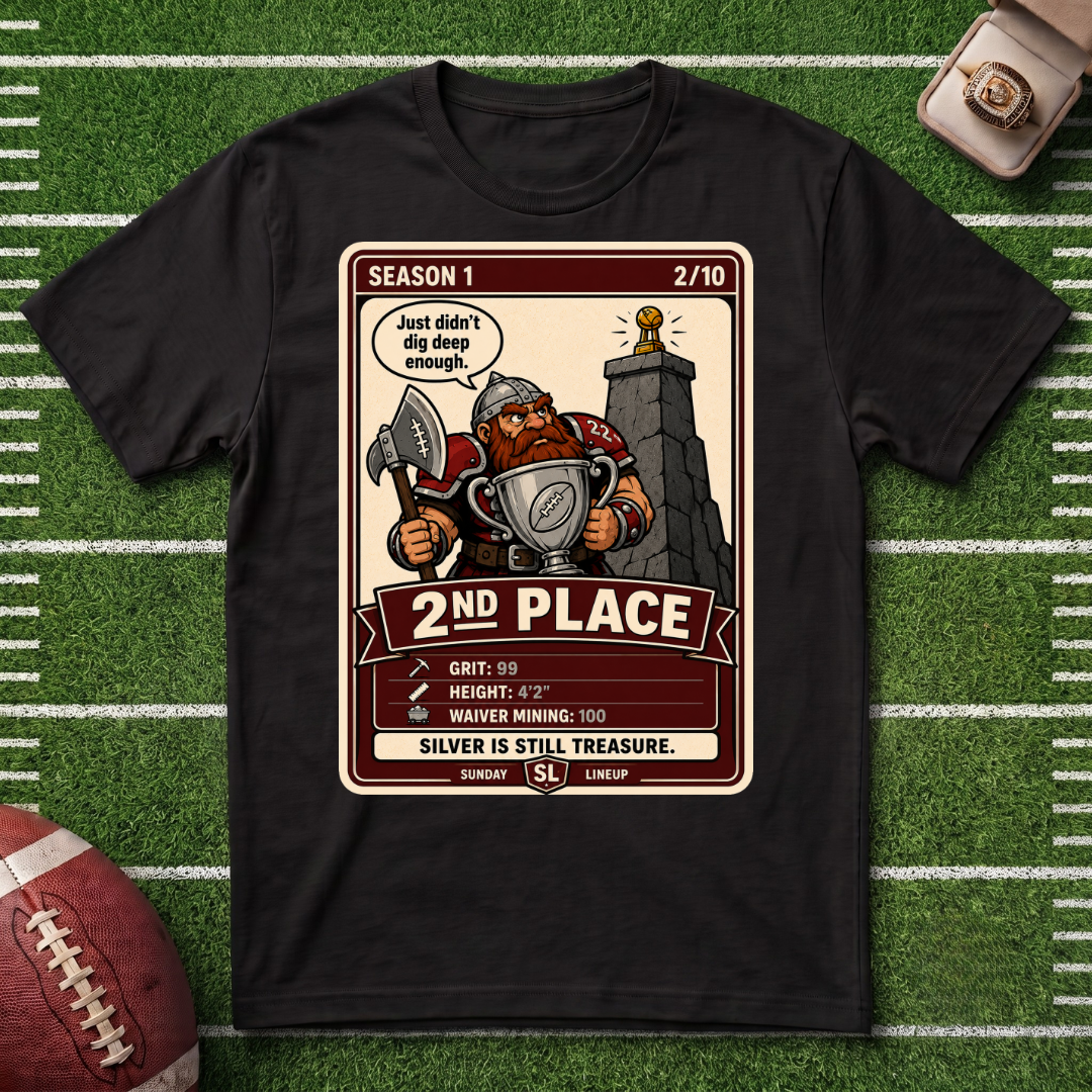 2nd Place Fantasy Football League Placement 2/10 Dwarf T-Shirt