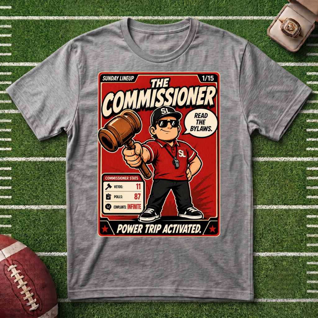 The Commissioner T-Shirt — Fantasy Football League Vintage Sports Referee Graphic Tee