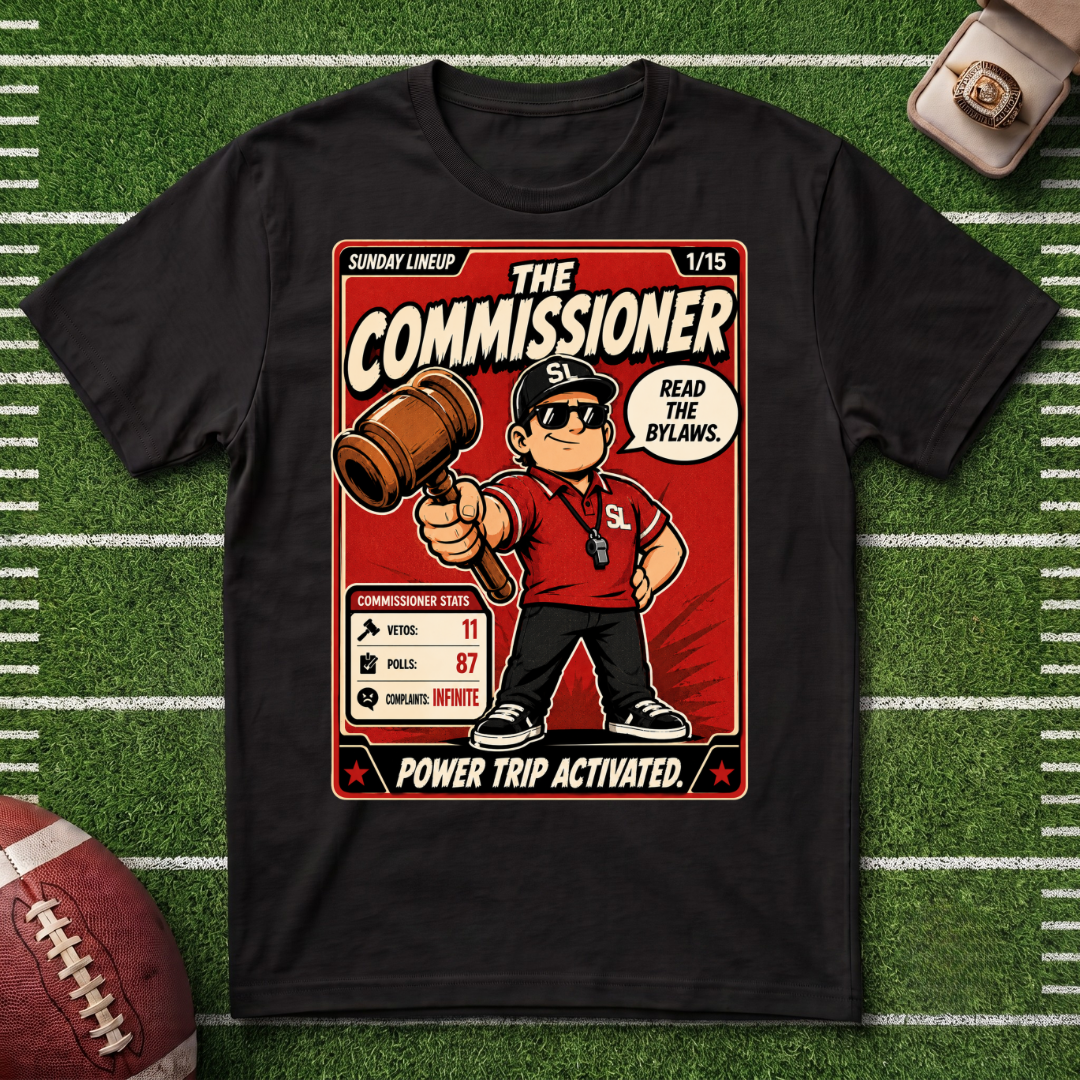 The Commissioner T-Shirt — Fantasy Football League Vintage Sports Referee Graphic Tee