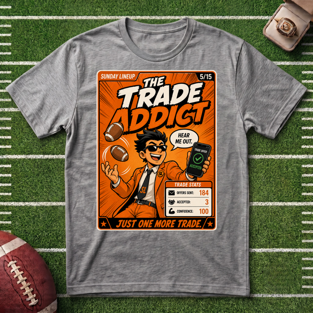 The Trade Addict T-Shirt — Vintage Football Trading Comic Tee