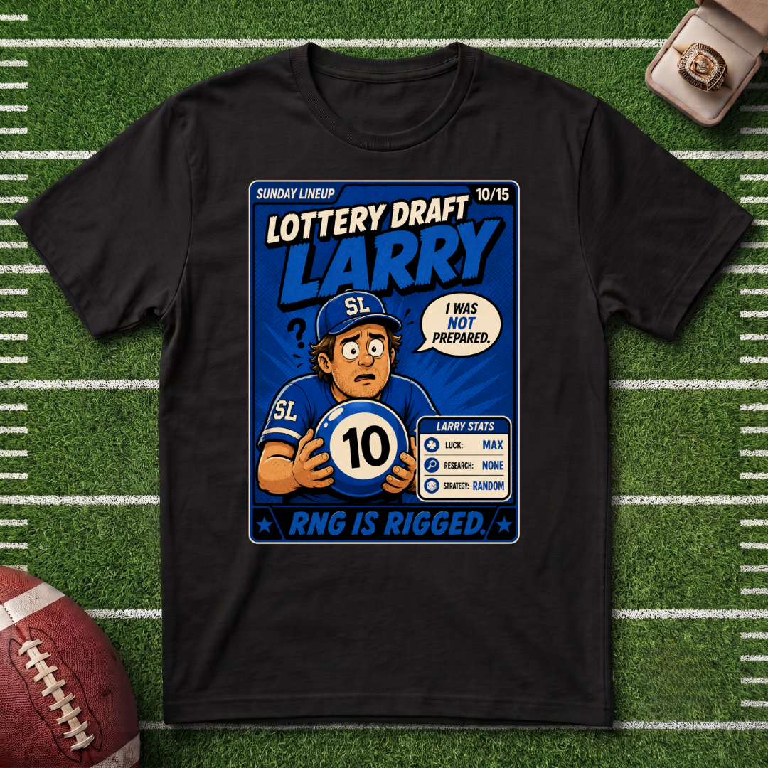 Lottery Draft Larry T-Shirt — Fantasy Football Sports Card Graphic