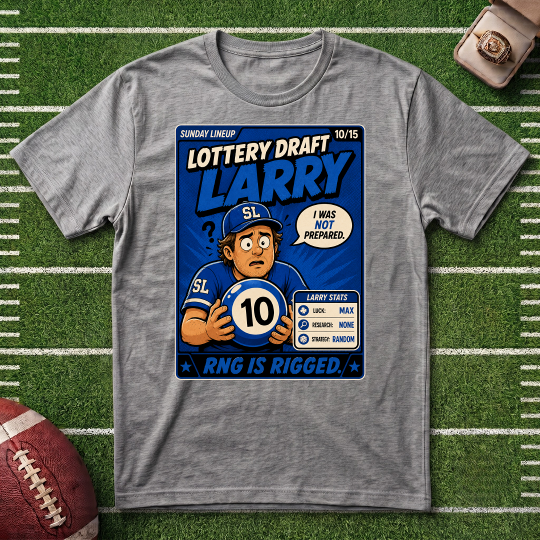 Lottery Draft Larry T-Shirt — Fantasy Football Sports Card Graphic