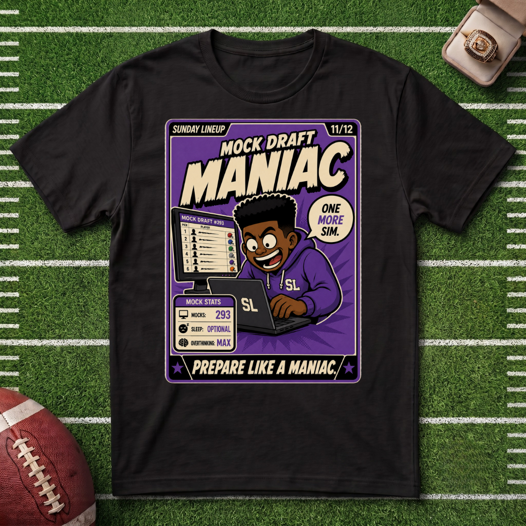 Mock Draft Maniac T-Shirt — Fantasy Football Draft Prep Tee