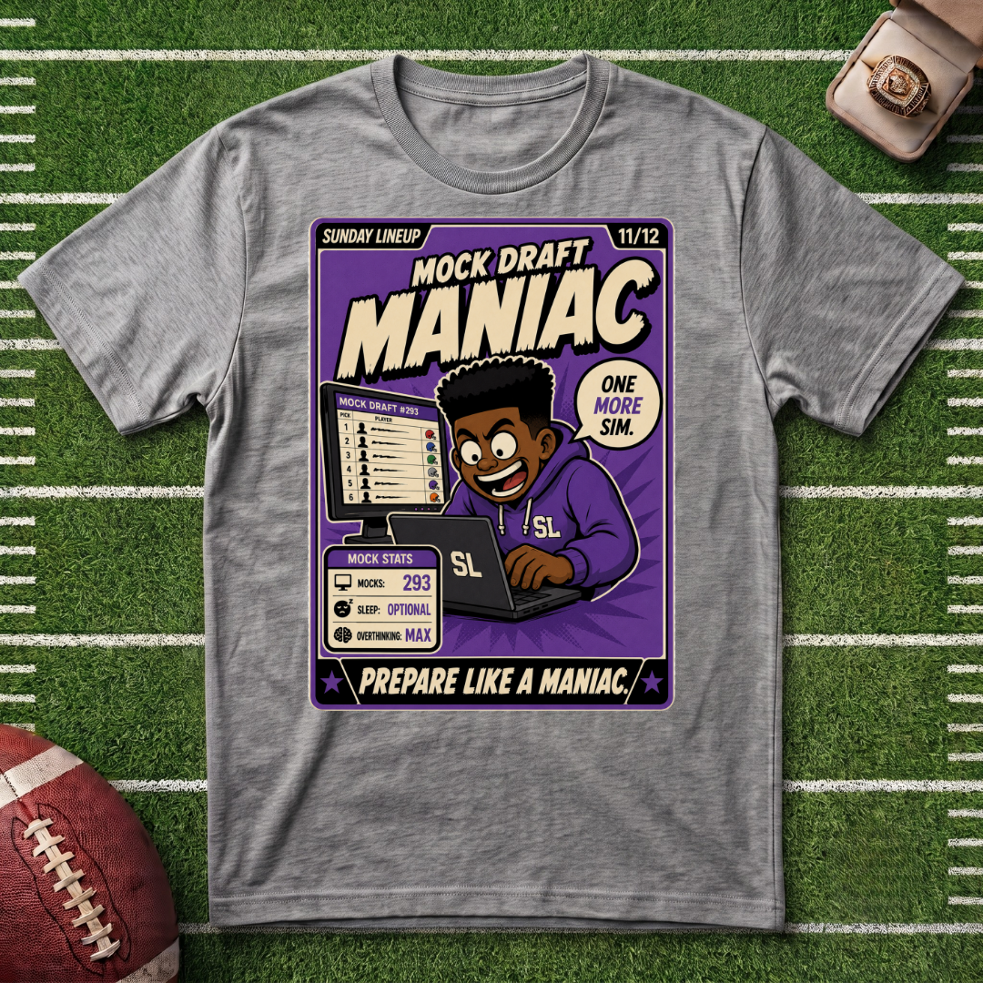 Mock Draft Maniac T-Shirt — Fantasy Football Draft Prep Tee