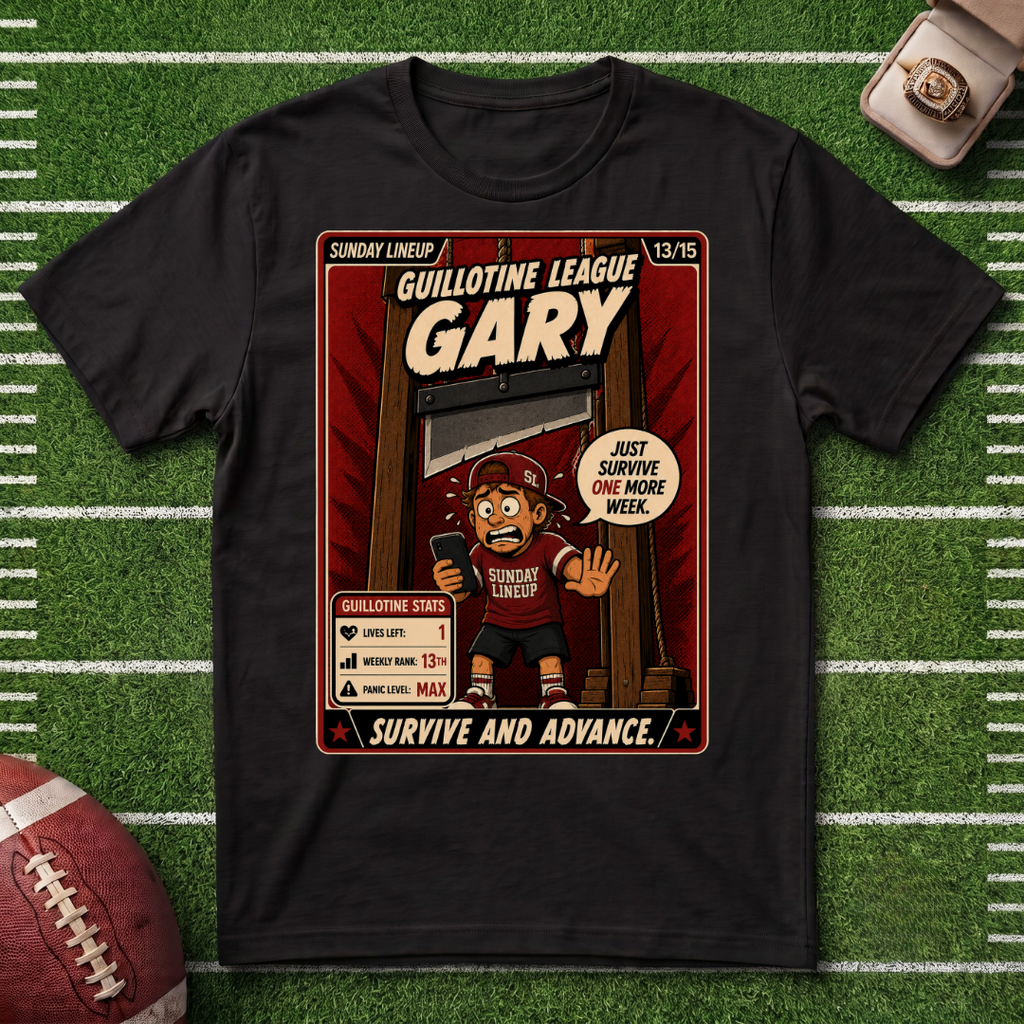 Guillotine League Gary T‑Shirt – Vintage Comic Fantasy Football Survivor Graphic Tee