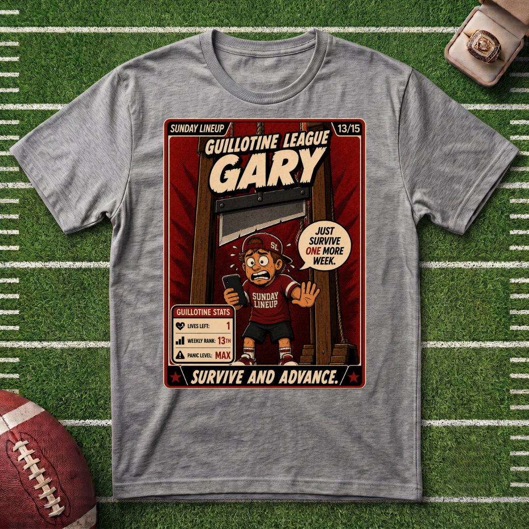 Guillotine League Gary T‑Shirt – Vintage Comic Fantasy Football Survivor Graphic Tee