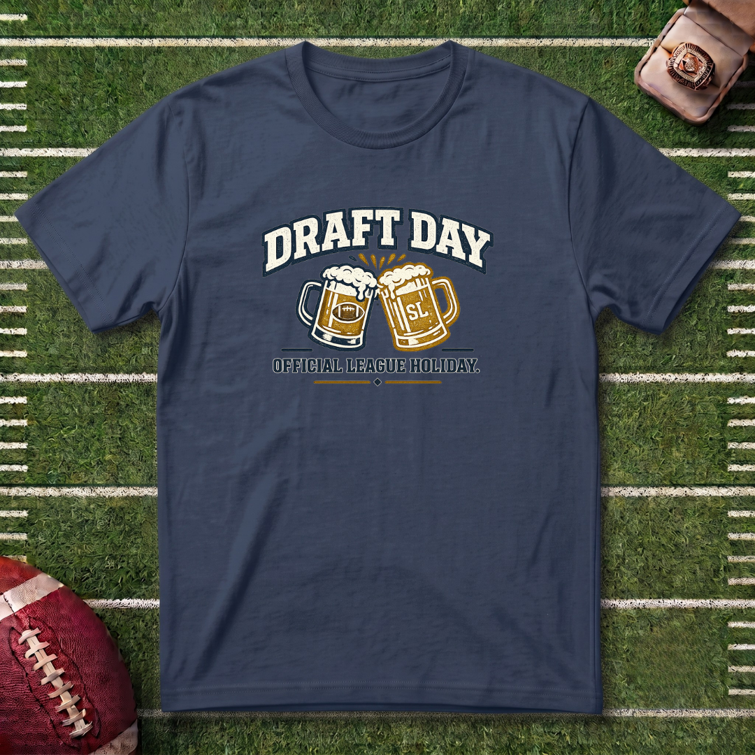 Draft Day Fantasy Football T-Shirt – 'Official League Holiday' Beer Cheers Football Draft Tee