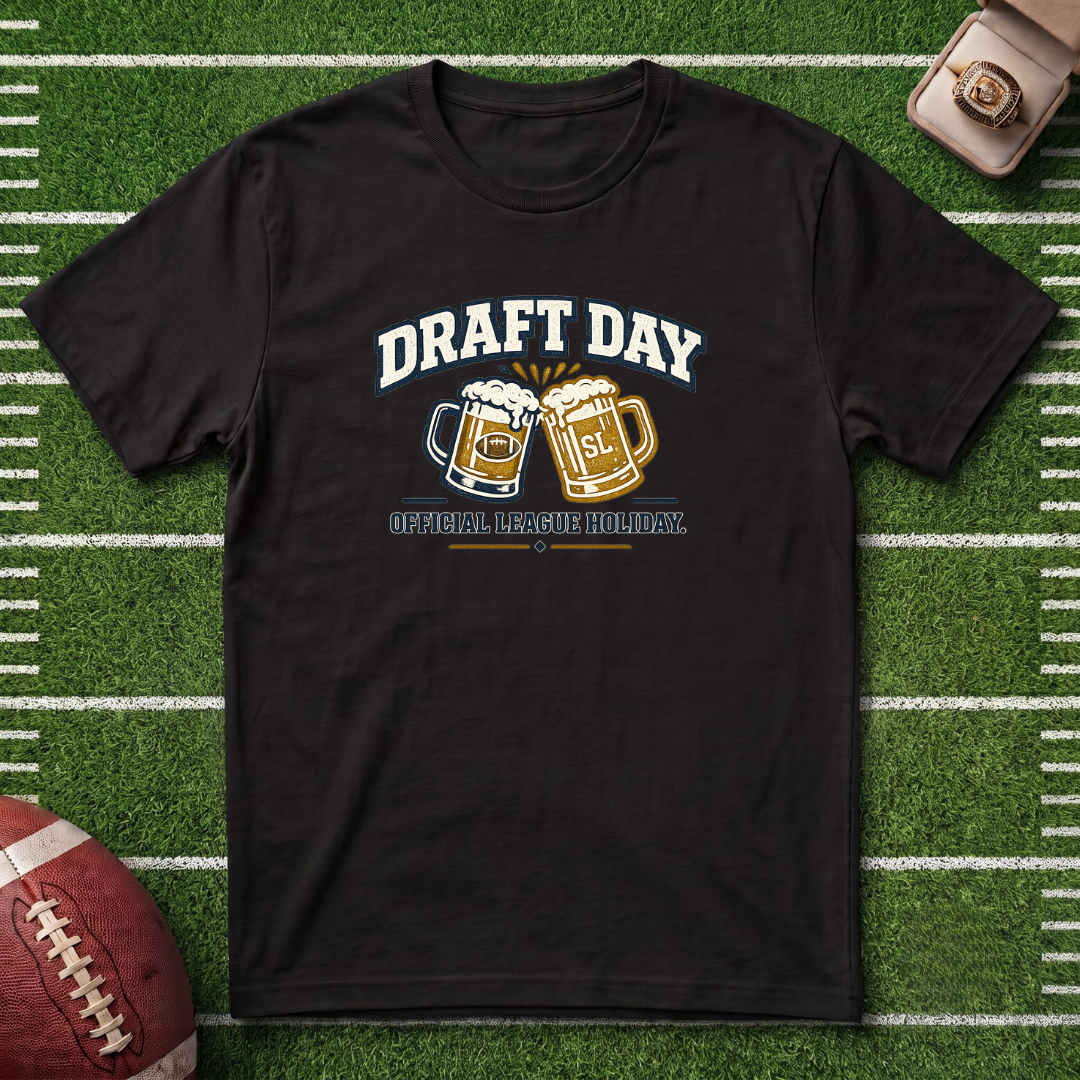 Draft Day Fantasy Football T-Shirt – 'Official League Holiday' Beer Cheers Football Draft Tee