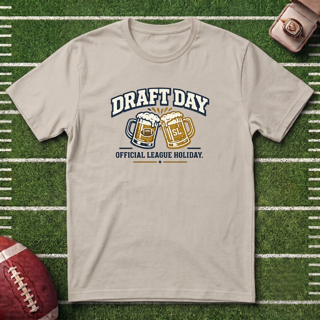 Draft Day Fantasy Football T-Shirt – 'Official League Holiday' Beer Cheers Football Draft Tee