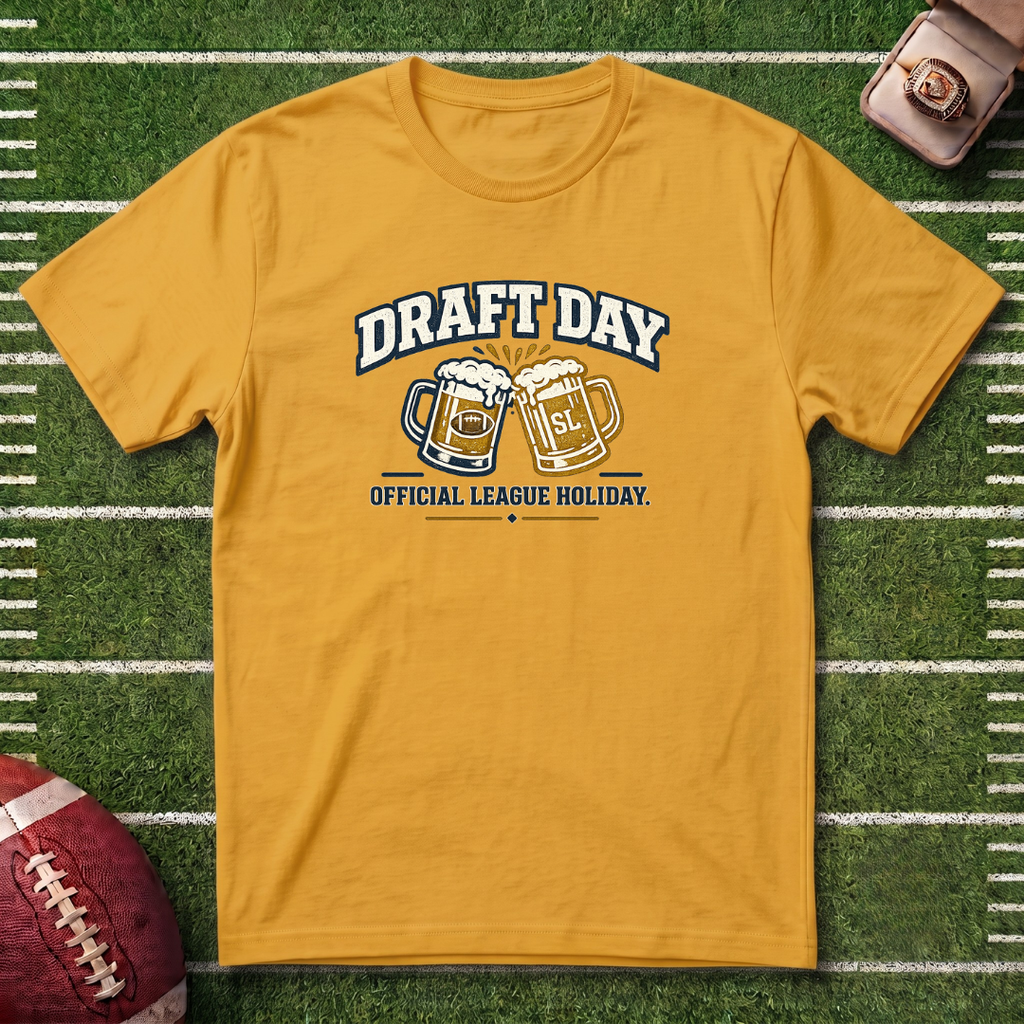 Draft Day Fantasy Football T-Shirt – 'Official League Holiday' Beer Cheers Football Draft Tee