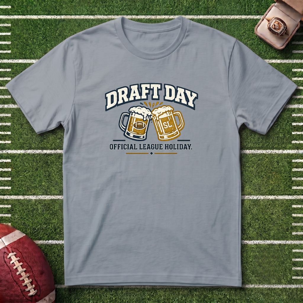 Draft Day Fantasy Football T-Shirt – 'Official League Holiday' Beer Cheers Football Draft Tee