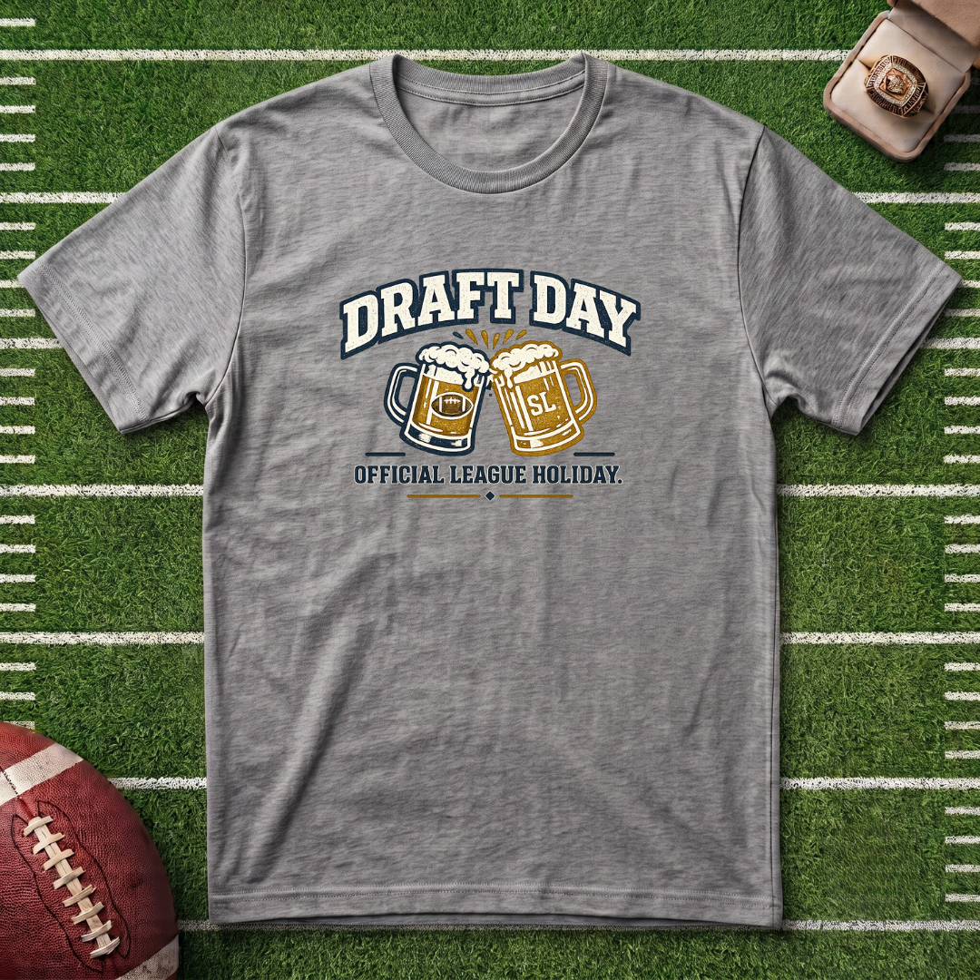 Draft Day Fantasy Football T-Shirt – 'Official League Holiday' Beer Cheers Football Draft Tee