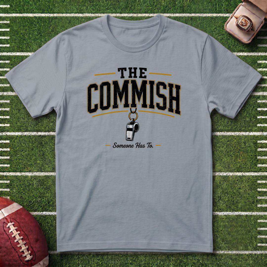 The Commish Fantasy Football Commissioner T-Shirt — Vintage Referee / Whistle Coach Shirt