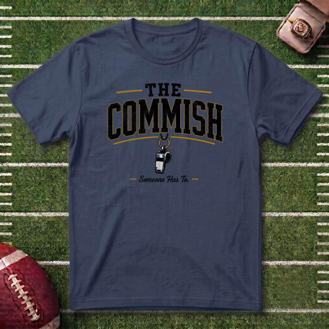 The Commish Fantasy Football Commissioner T-Shirt — Vintage Referee / Whistle Coach Shirt