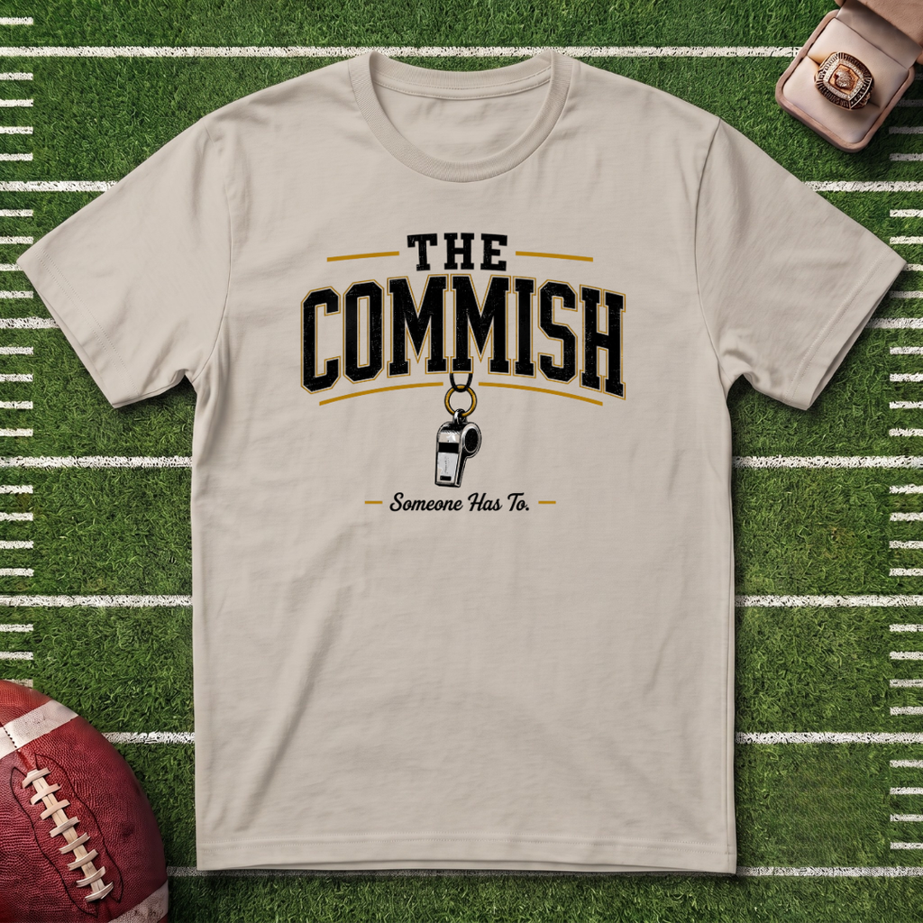 The Commish Fantasy Football Commissioner T-Shirt — Vintage Referee / Whistle Coach Shirt
