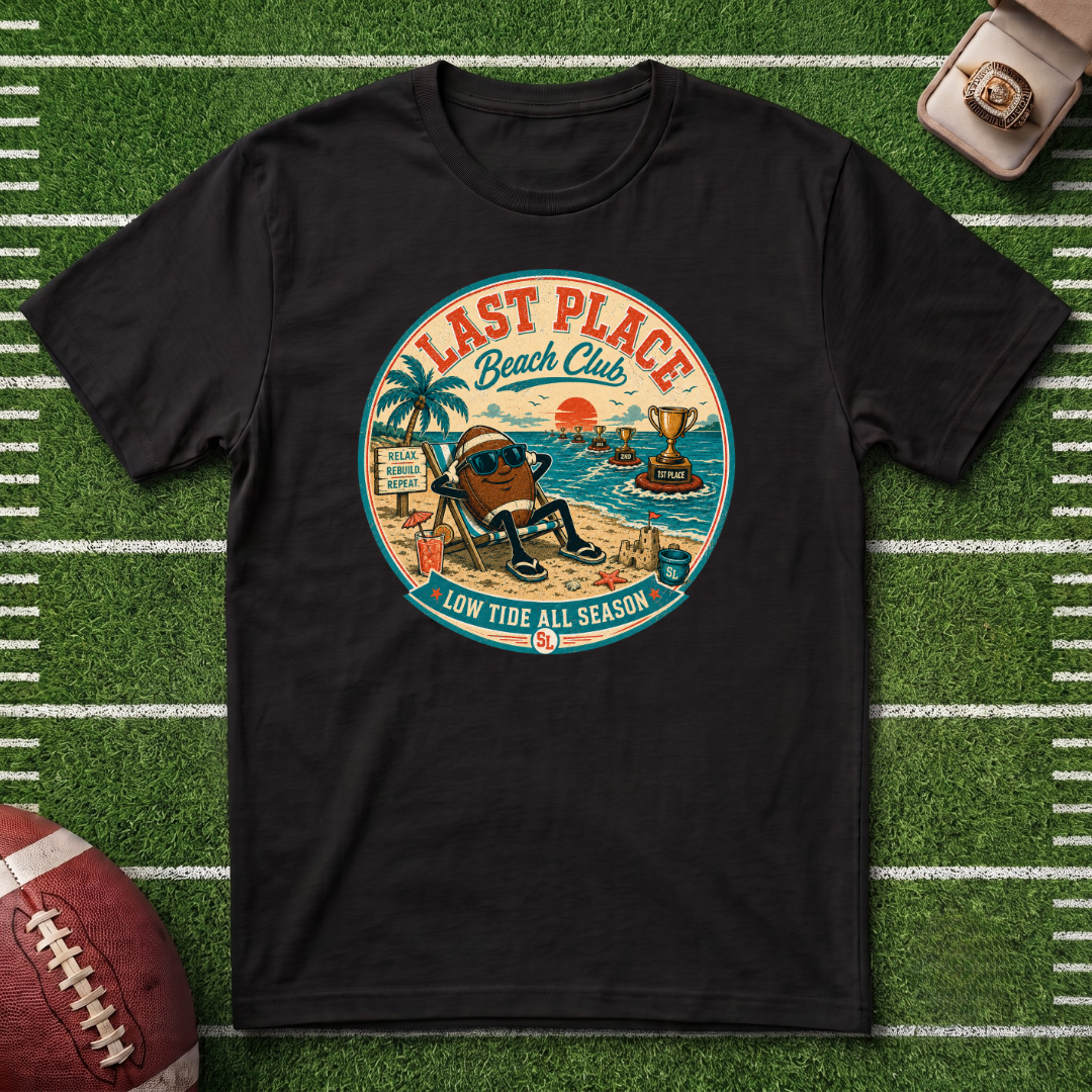 Last Place Beach Club Fantasy Football T-Shirt — Funny Retro Vacation Graphic Tee