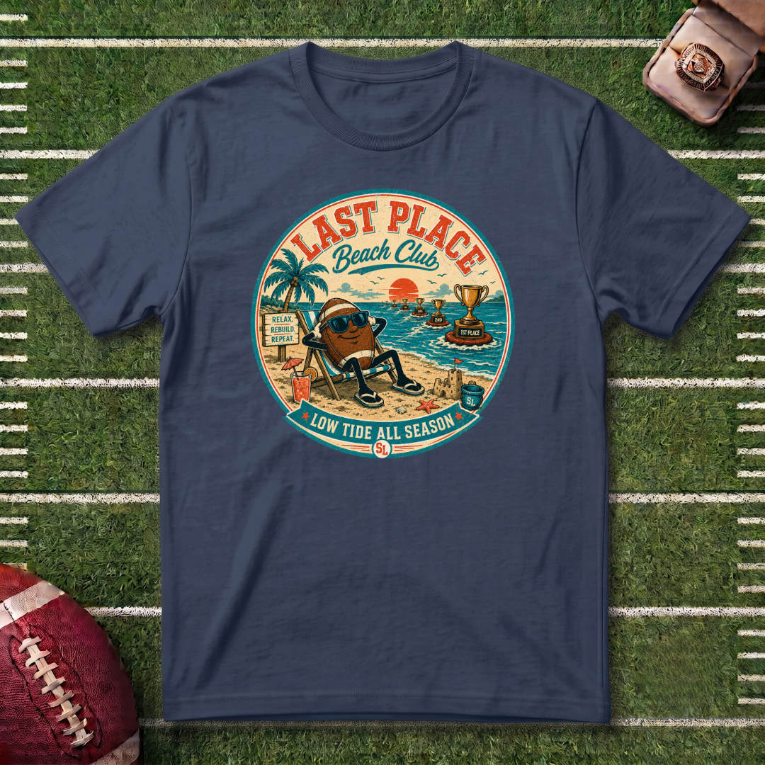 Last Place Beach Club Fantasy Football T-Shirt — Funny Retro Vacation Graphic Tee