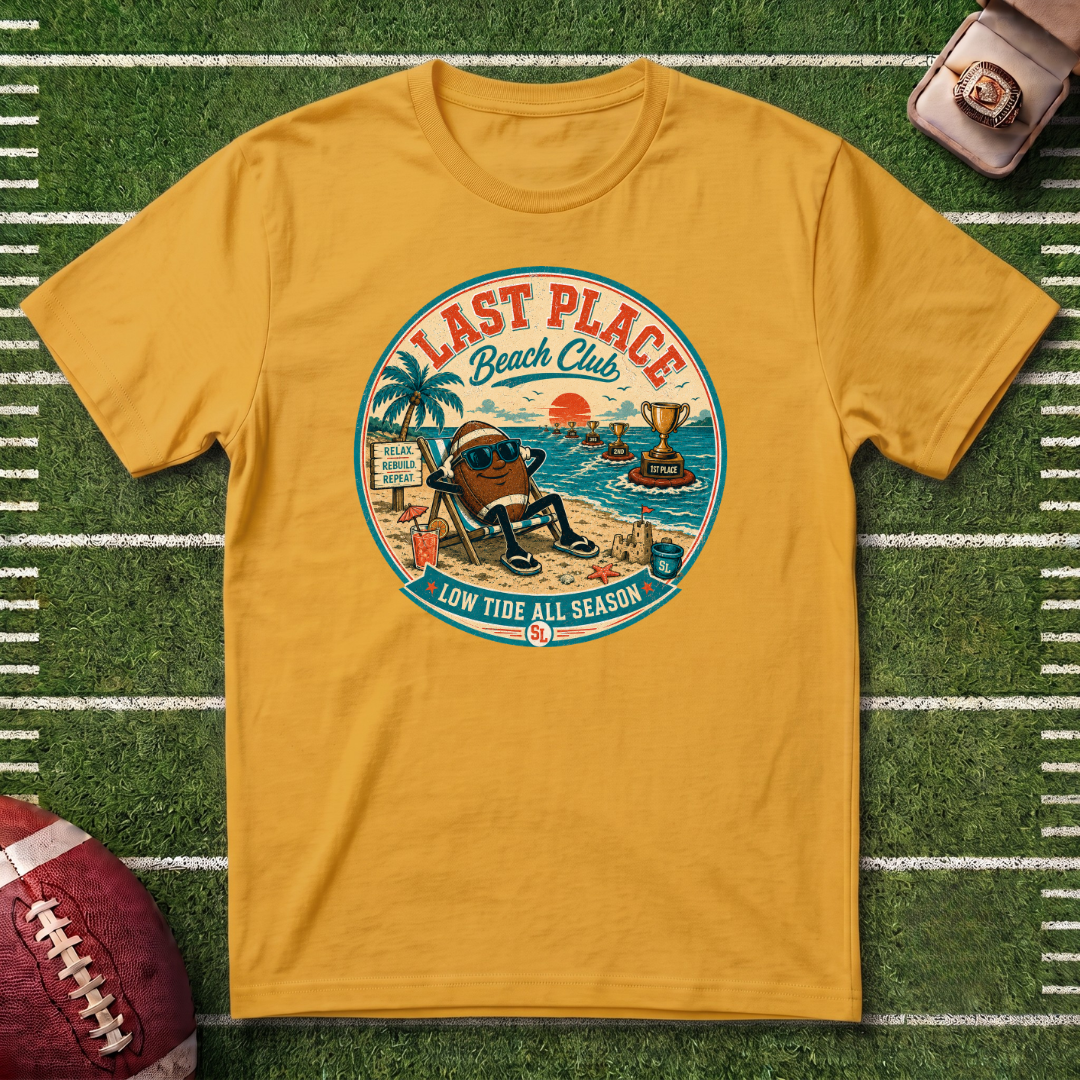 Last Place Beach Club Fantasy Football T-Shirt — Funny Retro Vacation Graphic Tee
