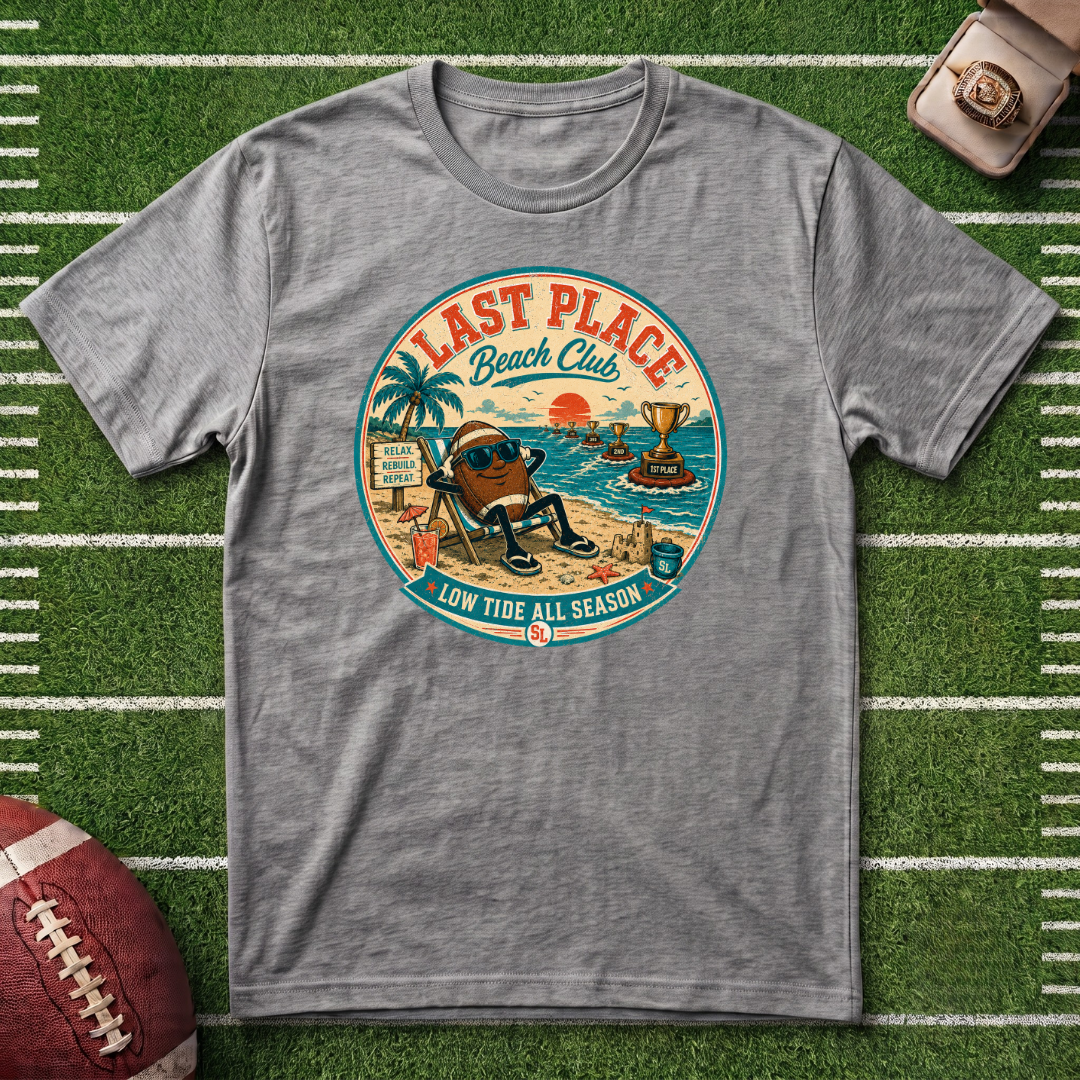 Last Place Beach Club Fantasy Football T-Shirt — Funny Retro Vacation Graphic Tee