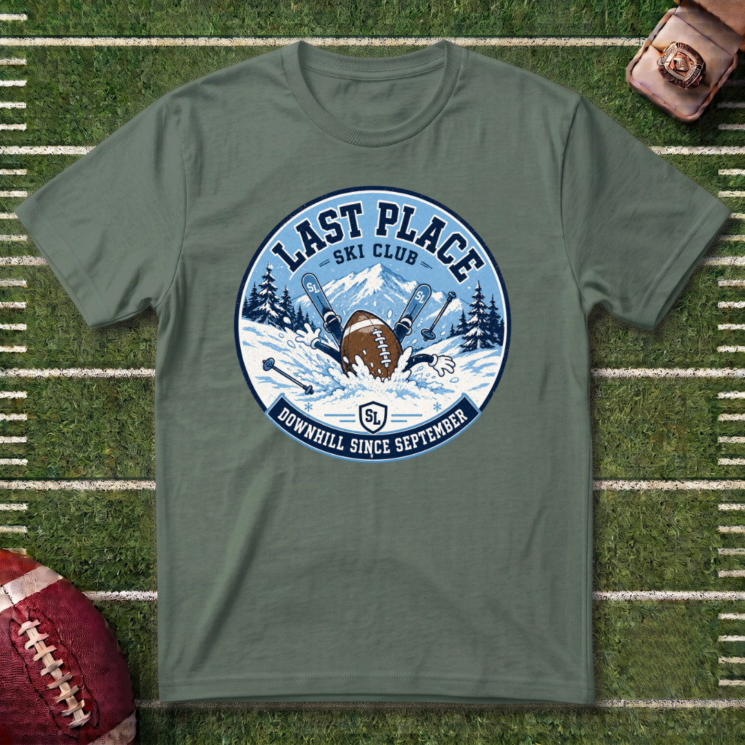 Last Place Ski Club Fantasy Football T-Shirt – Funny Downhill Skiing Graphic Tee