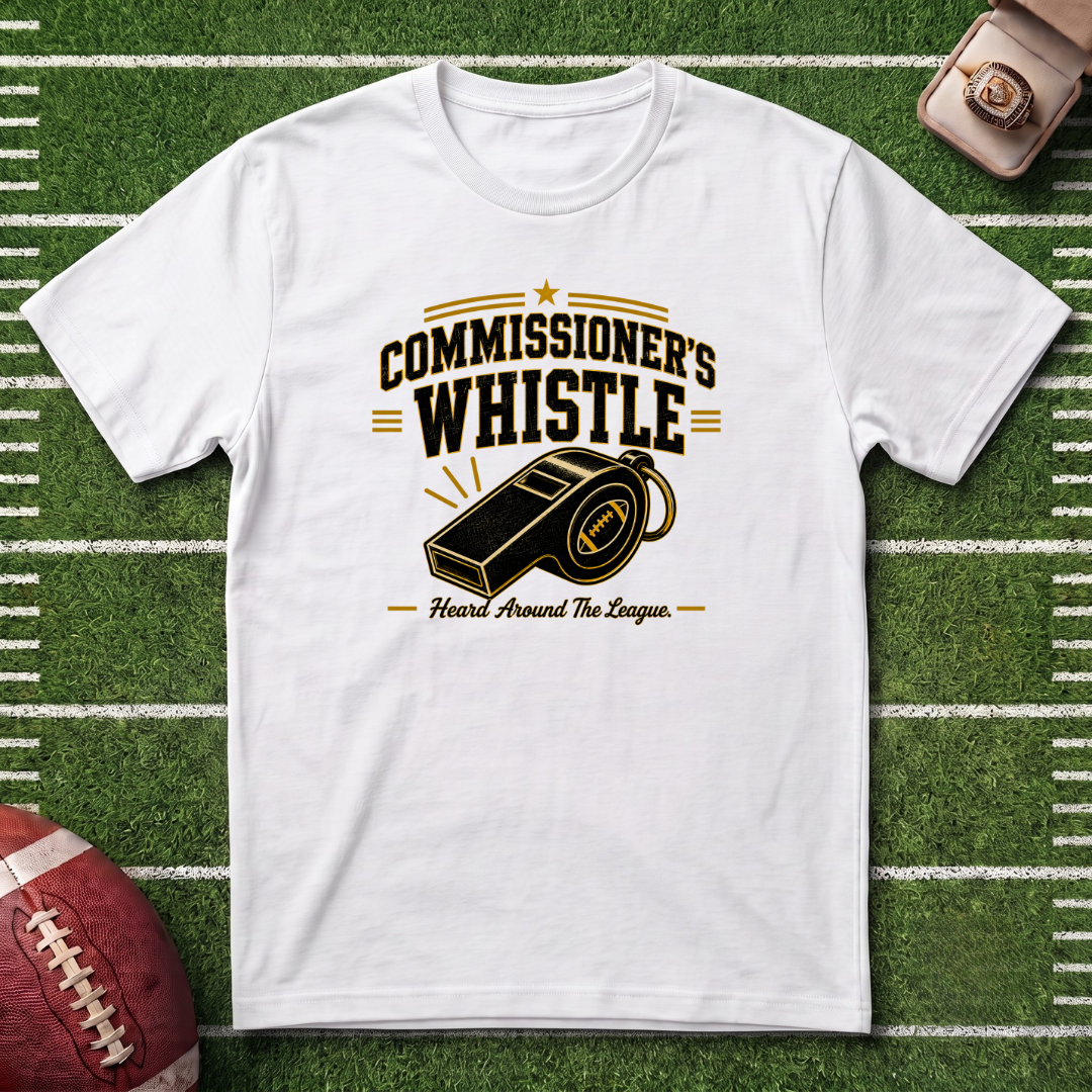 Commissioner's Whistle Fantasy Football T-Shirt — Vintage Referee Sports Tee