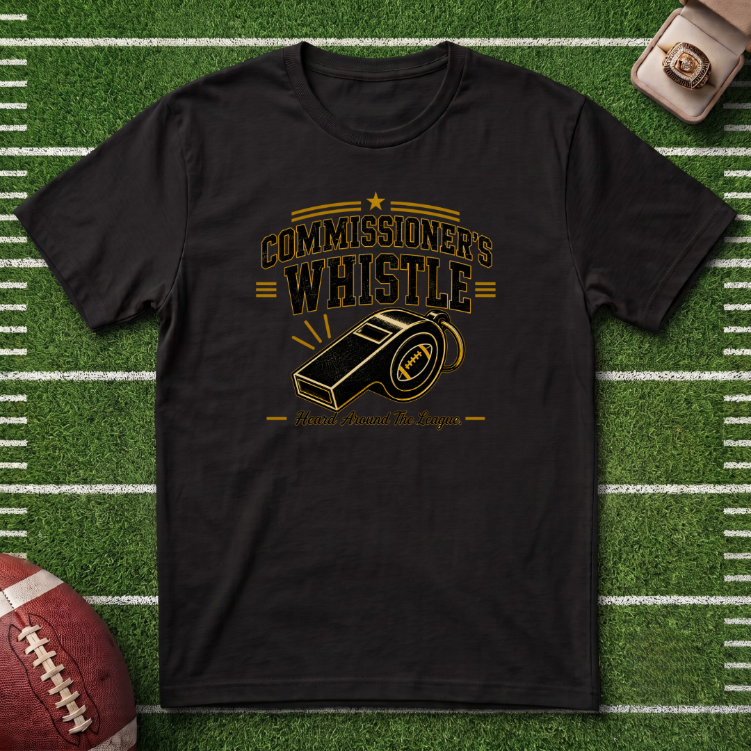 Commissioner's Whistle Fantasy Football T-Shirt — Vintage Referee Sports Tee