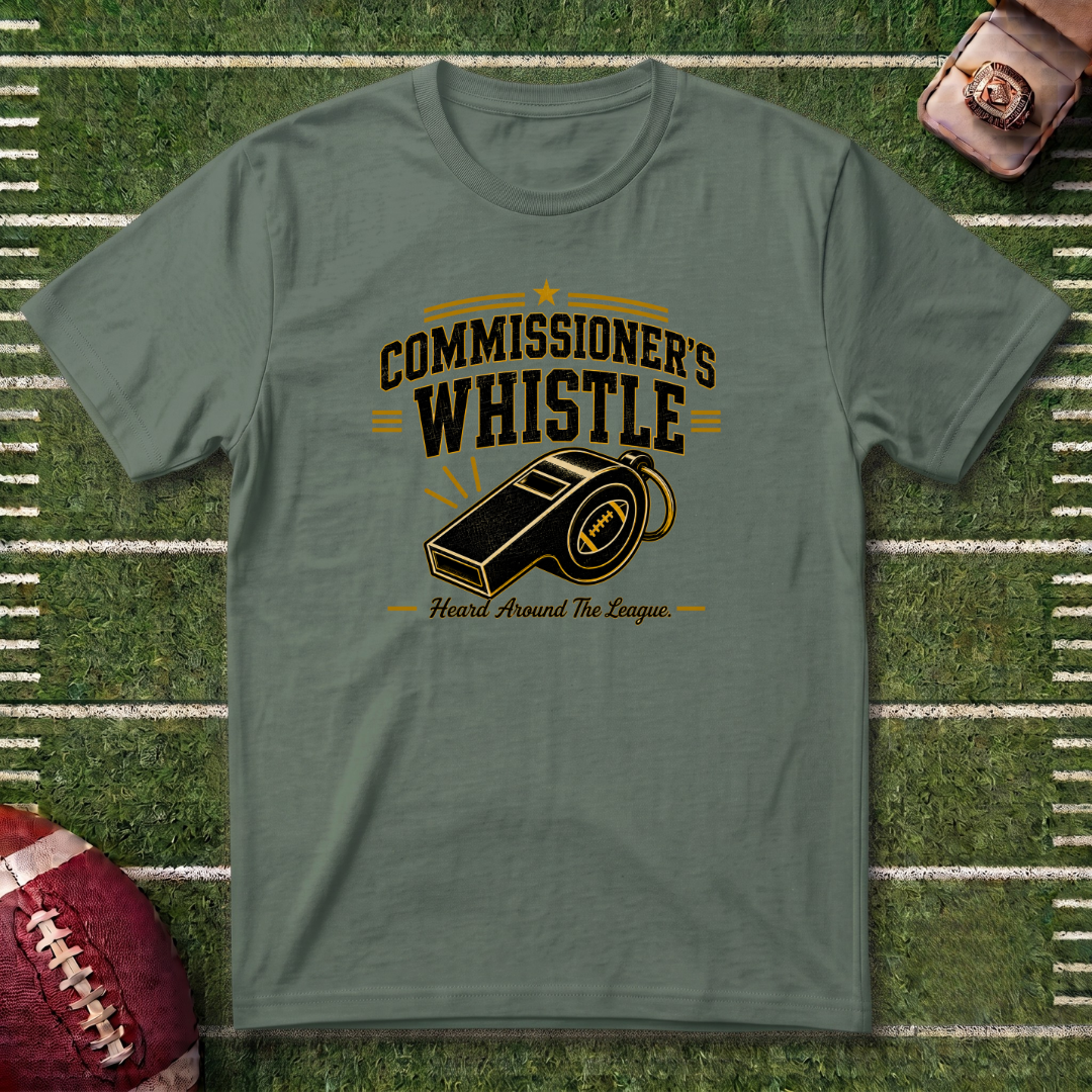 Commissioner's Whistle Fantasy Football T-Shirt — Vintage Referee Sports Tee