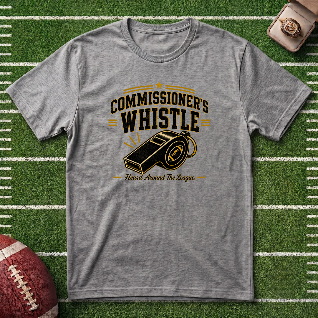 Commissioner's Whistle Fantasy Football T-Shirt — Vintage Referee Sports Tee