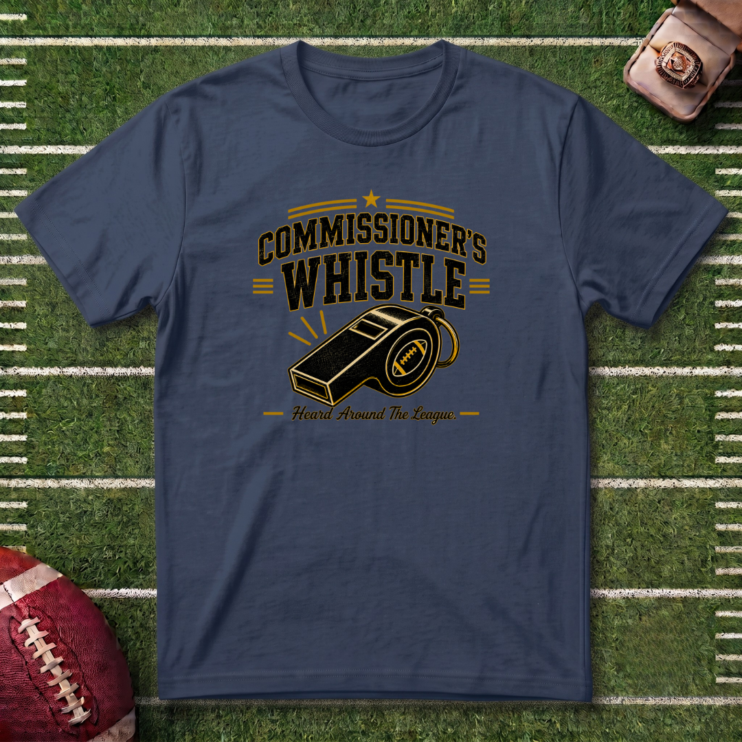 Commissioner's Whistle Fantasy Football T-Shirt — Vintage Referee Sports Tee
