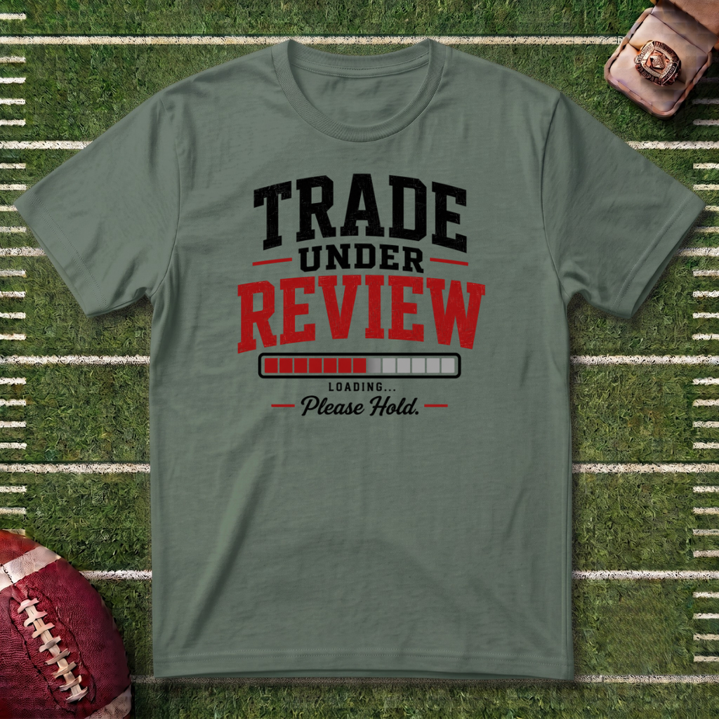 Trade Under Review Commissioner T-Shirt — "Please Hold" Fantasy Football Tee