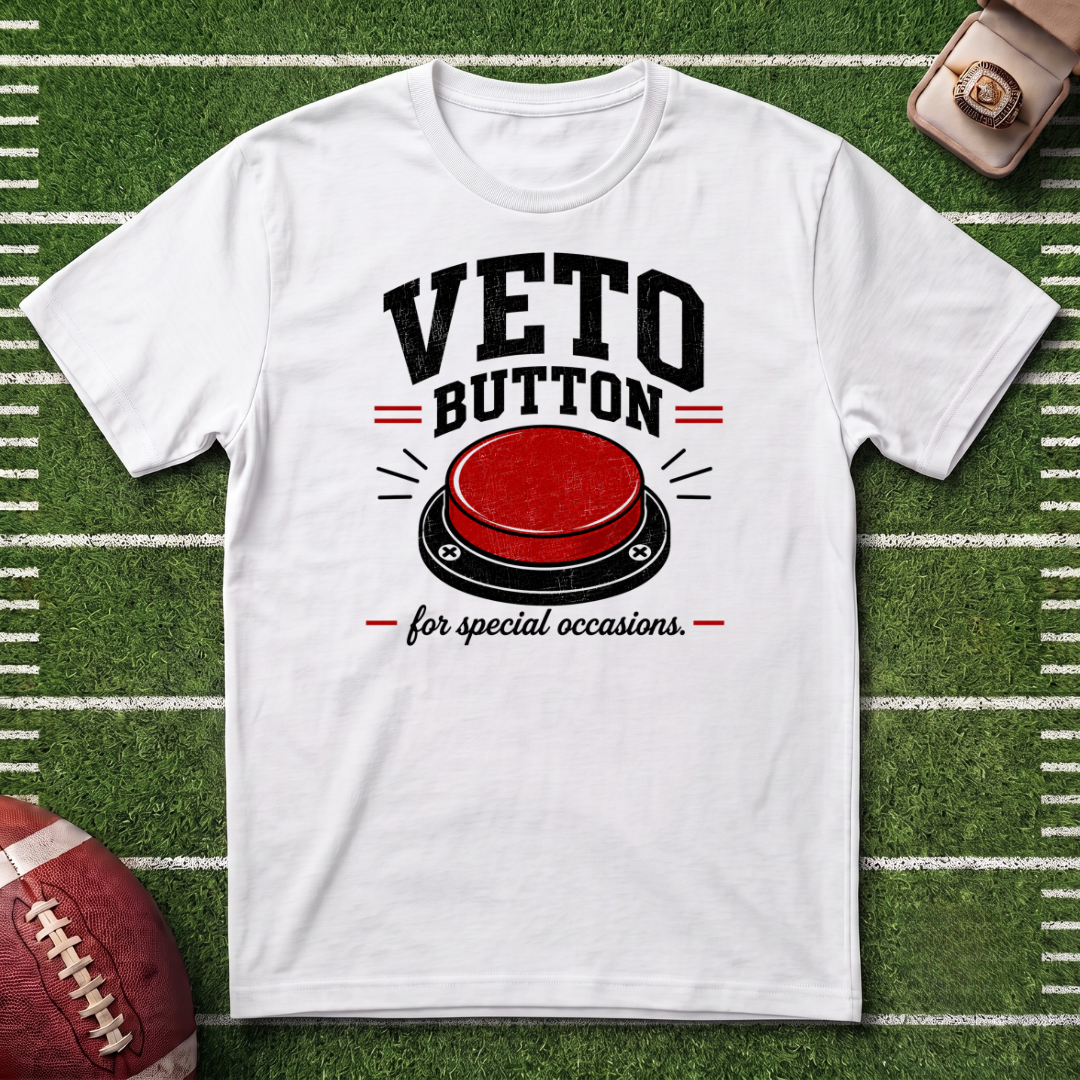 Veto Button Fantasy Football Commissioner T-Shirt — Funny Fantasy Football Tee