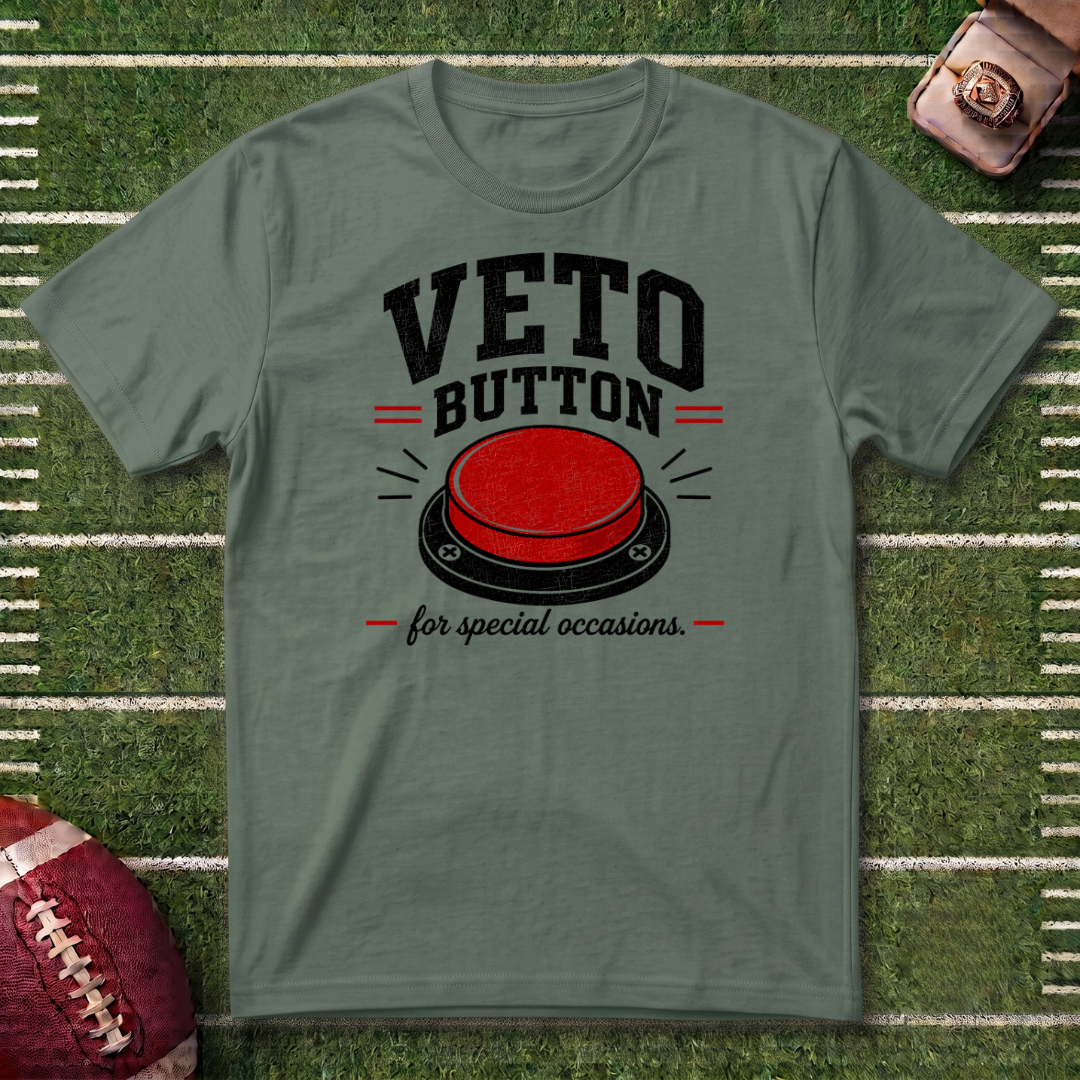 Veto Button Fantasy Football Commissioner T-Shirt — Funny Fantasy Football Tee