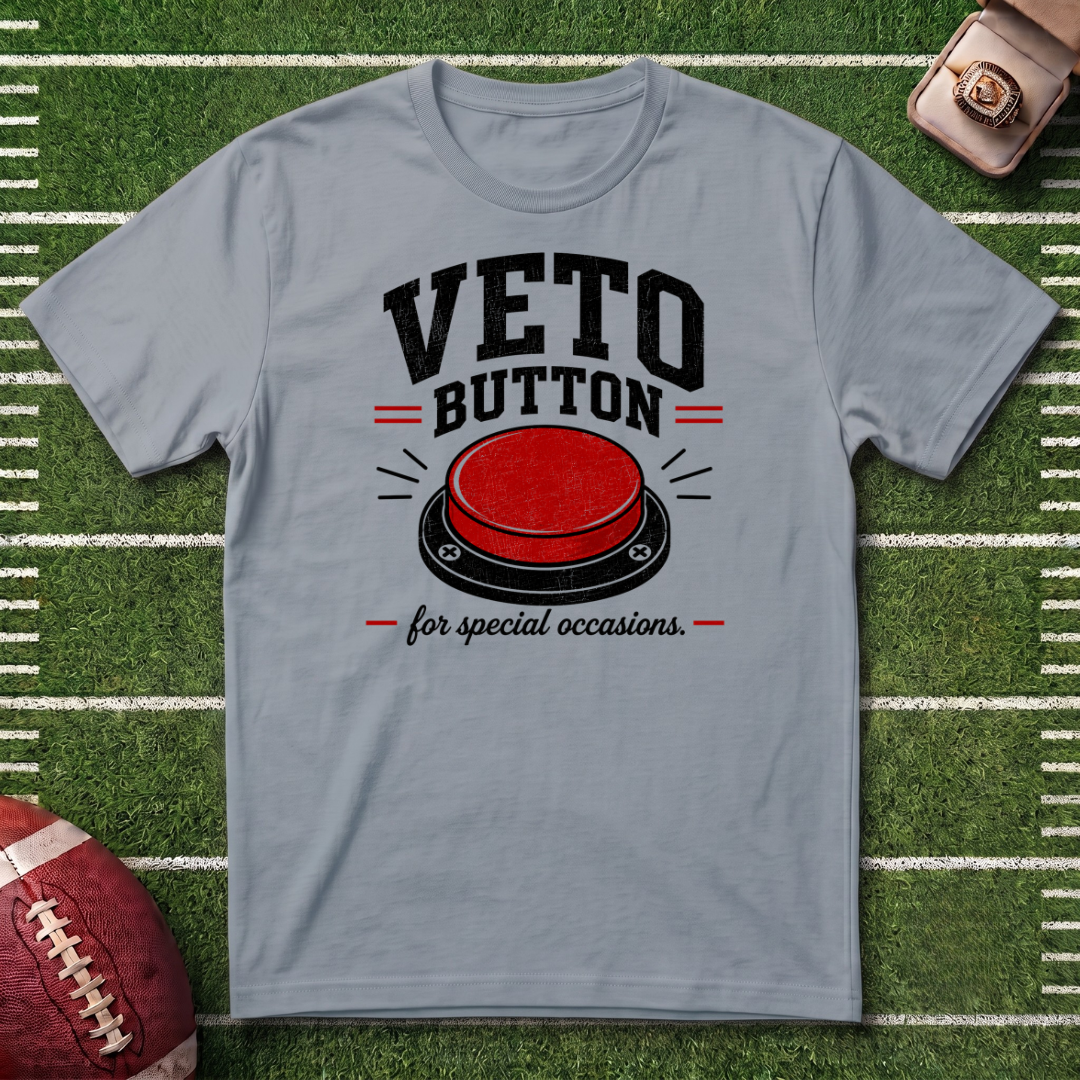 Veto Button Fantasy Football Commissioner T-Shirt — Funny Fantasy Football Tee