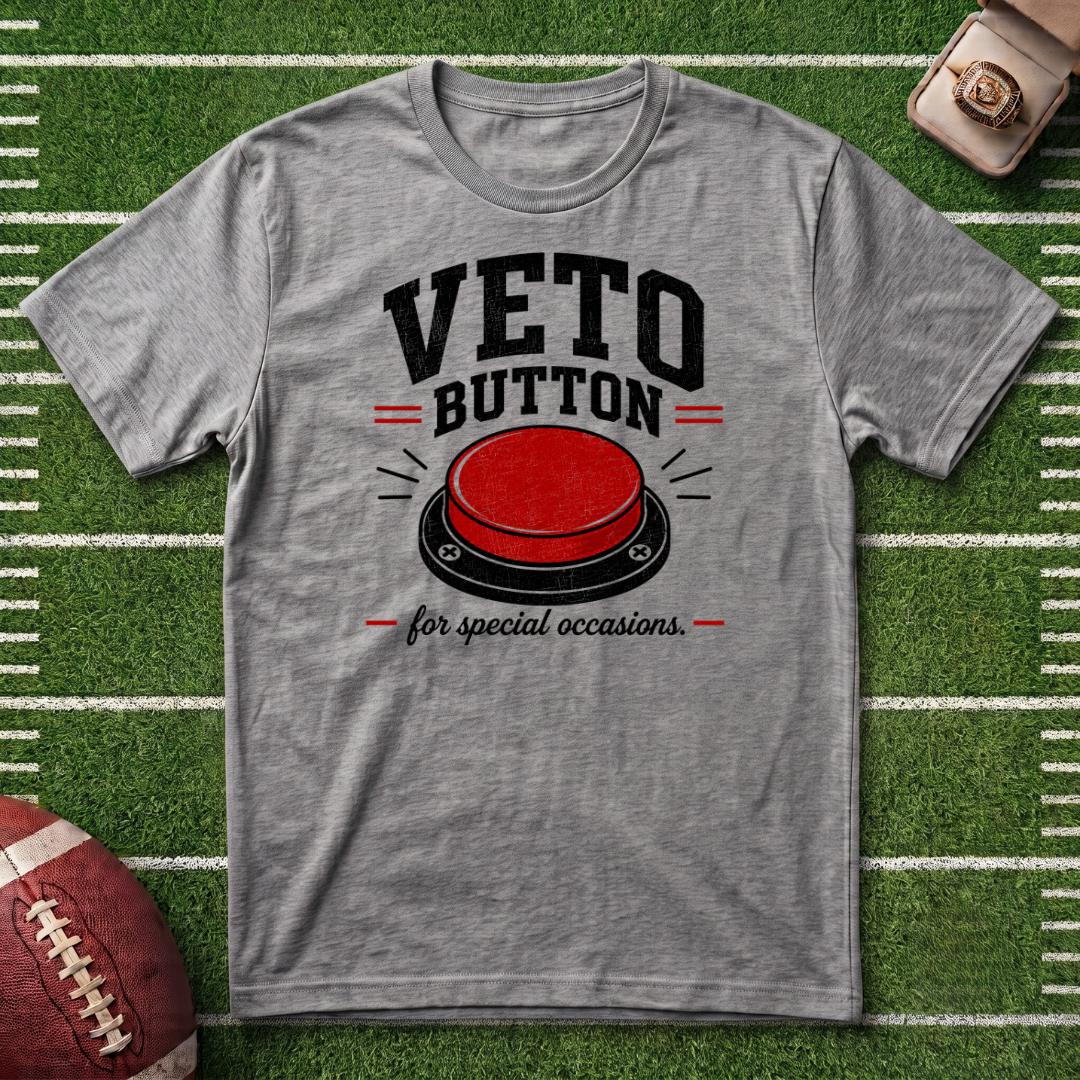 Veto Button Fantasy Football Commissioner T-Shirt — Funny Fantasy Football Tee
