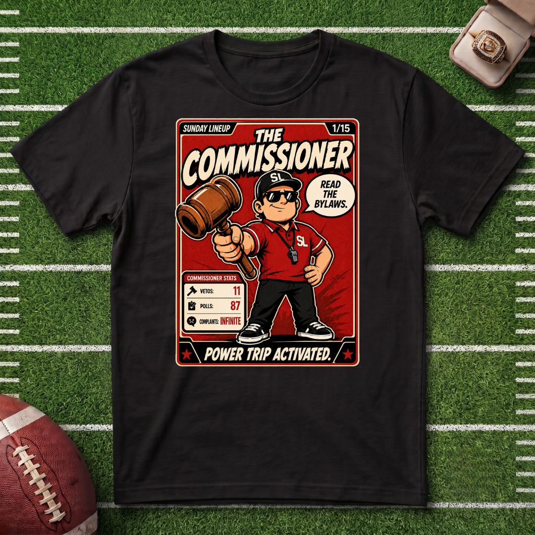 The Commissioner T-Shirt — Fantasy Football League Vintage Sports Referee Graphic Tee