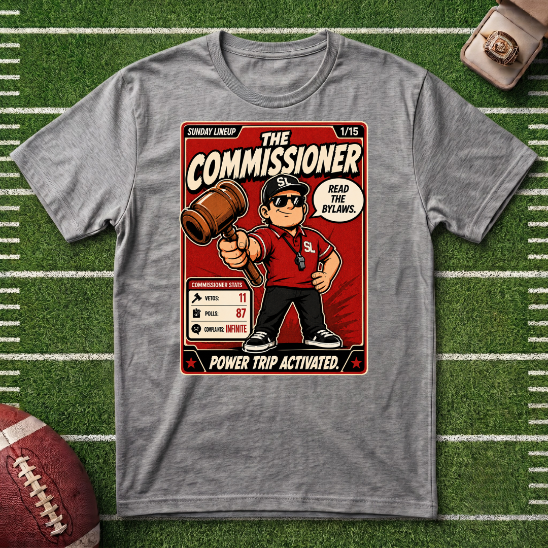 The Commissioner T-Shirt — Fantasy Football League Vintage Sports Referee Graphic Tee
